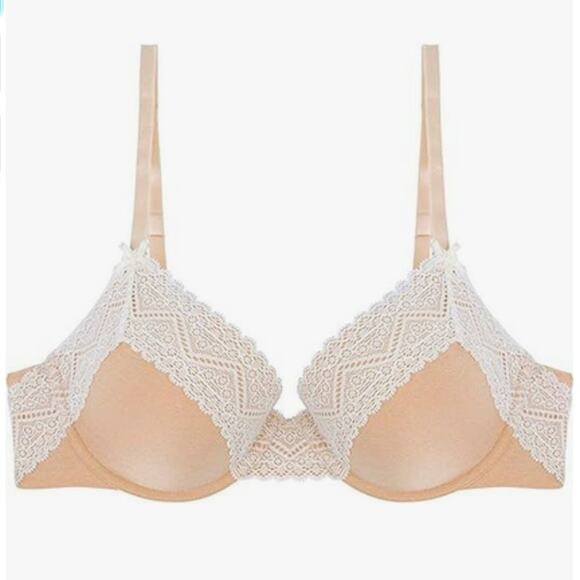 Heidi Klum Intimates Women's Lace Full Coverage Toasted Almond Marl/Pristine 32C - Picture 1 of 3